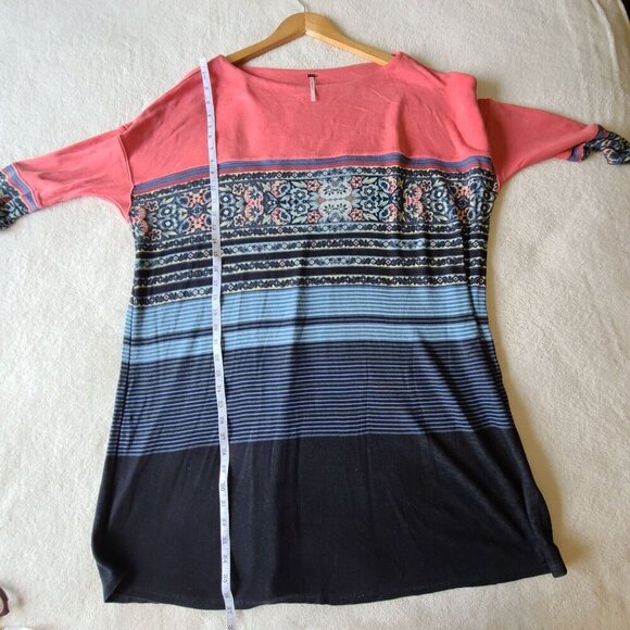 Free People Black Combo Steppin Out Printed Shirt Dress Tunic‎ Size Medium - Picture 11 of 11